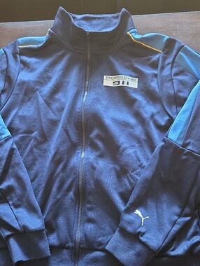 Puma Navy Blue Porsche 911 Track Jacket with Yellow Piping Puma Porsche Legacy